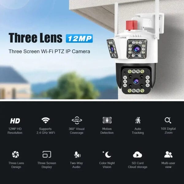 CÁMARA DE SEGURIDAD TRIPLE LENTE